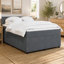 Efficient Queen Velvet Upholstered Bed with Pocket Spring Comfort