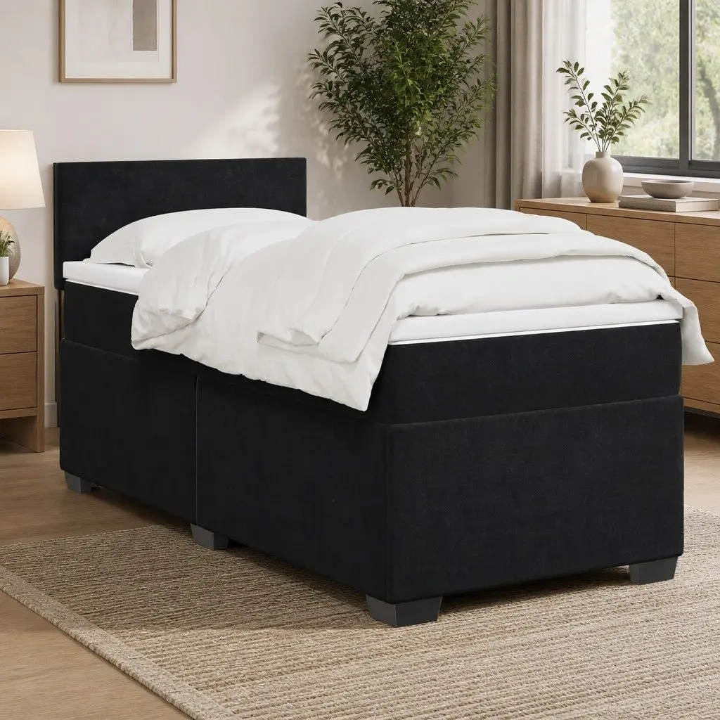 King Single Box Spring Bed with Mattress and LED Lights