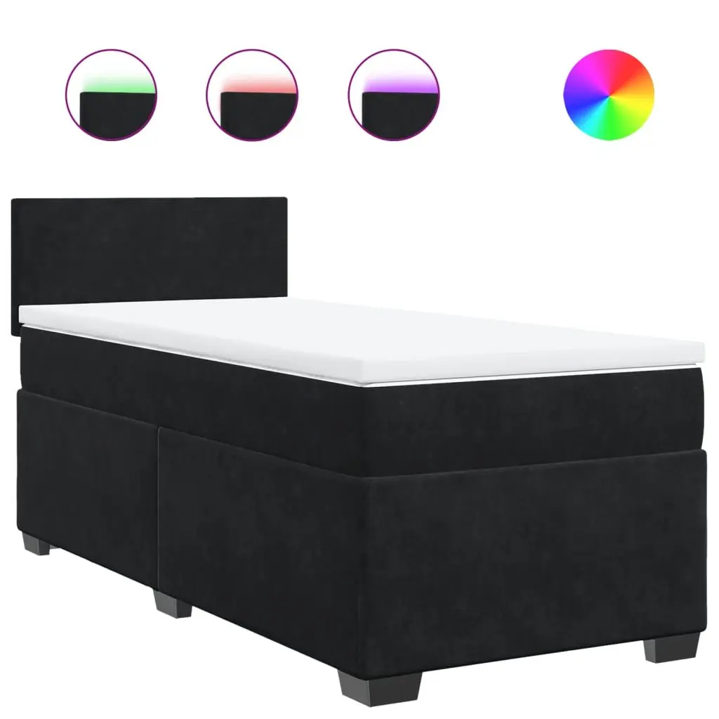 King Single Box Spring Bed with Mattress and LED Lights