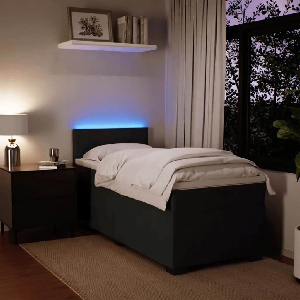 King Single Box Spring Bed with Mattress and LED Lights