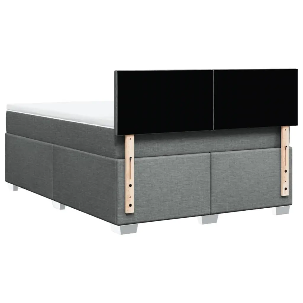 Queen Box Spring Bed Grey Pocket Spring Mattress LED Light