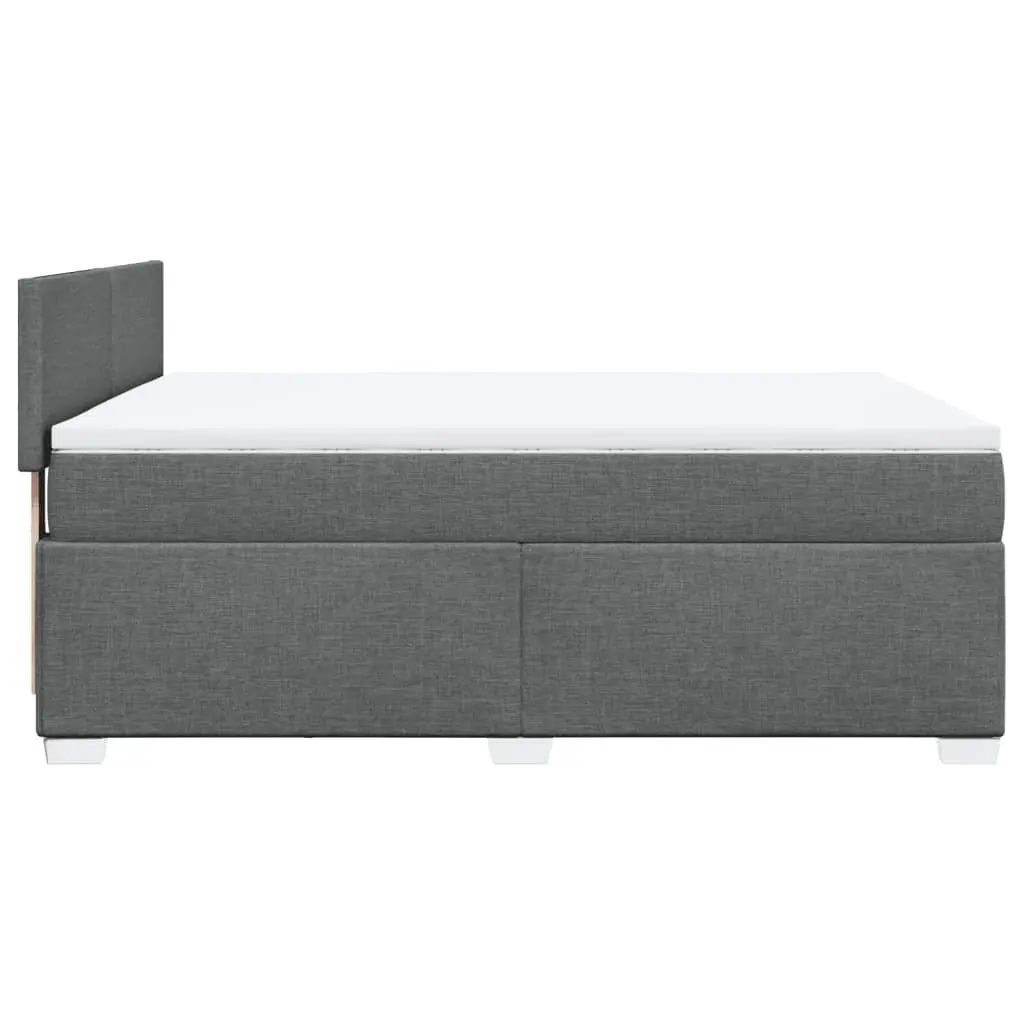 Queen Box Spring Bed Grey Pocket Spring Mattress LED Light