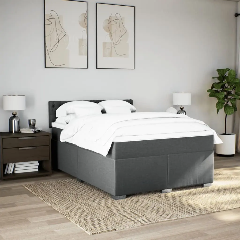 Queen Bed Frame Grey Fabric Pocket Spring Mattress with Integrated LED Lights