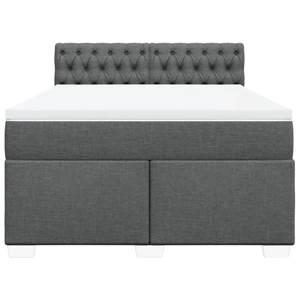 Queen Bed Frame Grey Fabric Pocket Spring Mattress with Integrated LED Lights