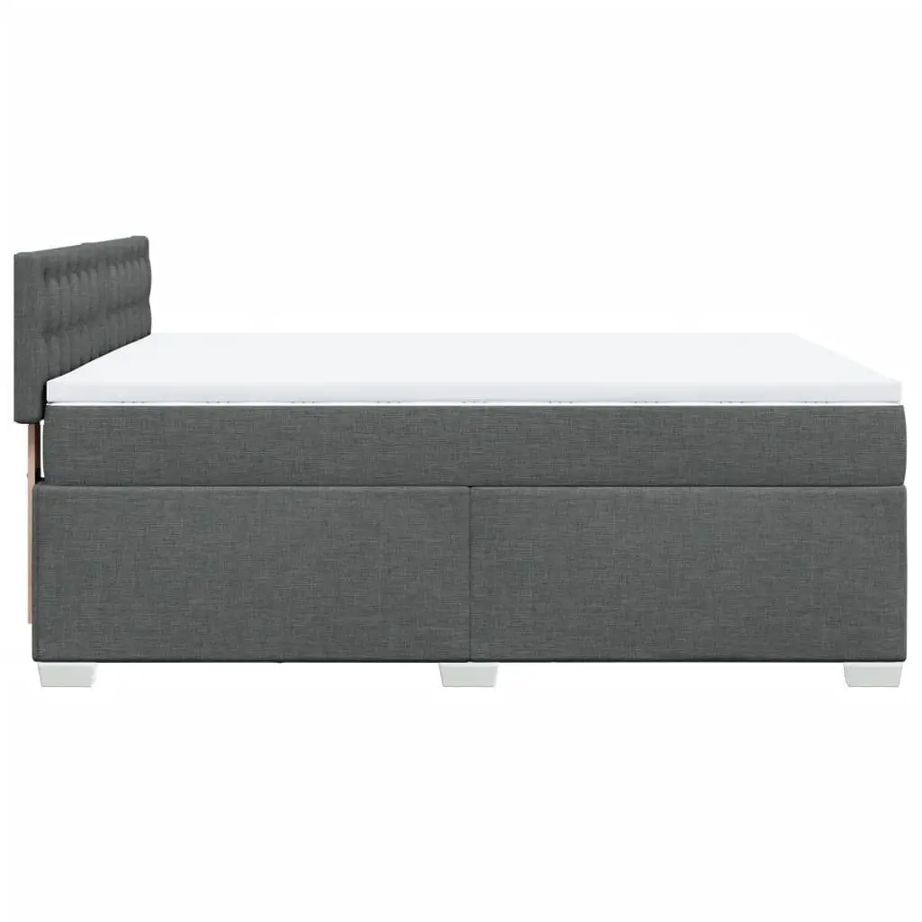 Queen Box Spring Bed with Pocket Spring Mattress LED Lights Grey Fabric