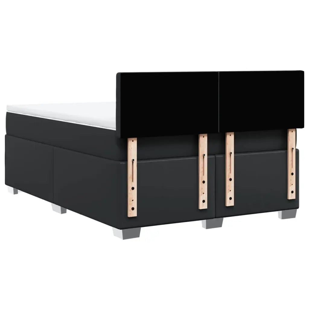 Queen Bed Black Faux Leather Pocket Sprung Mattress with Integrated LED Lights
