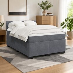 Double Box Spring Bed with Pocket Mattress and LED Lights