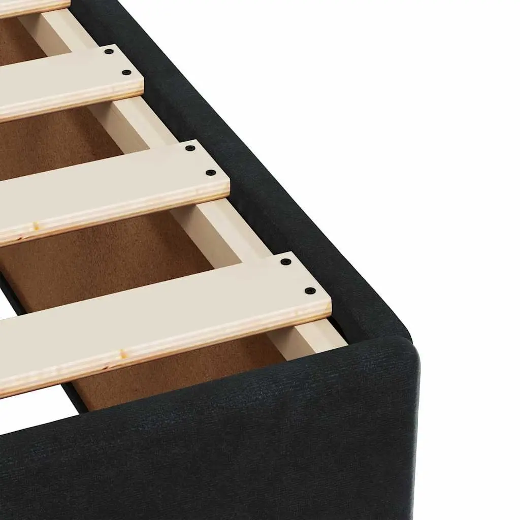 Double Box Spring Bed Black Velvet with Mattress and LED Lights Double Size for Bedroom