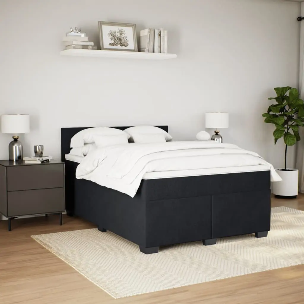 Queen Bed Black Velvet Pocket Spring Mattress with LED Lights