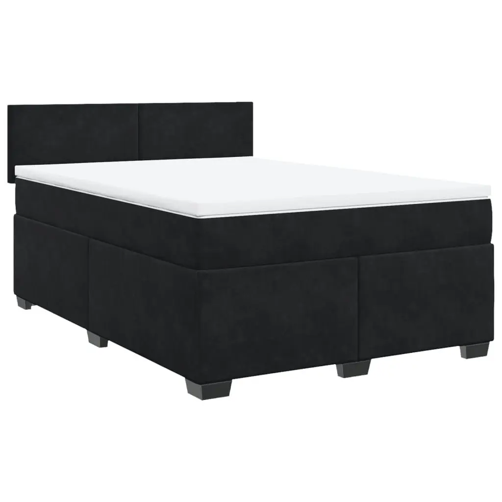 Queen Bed Black Velvet Pocket Spring Mattress with LED Lights