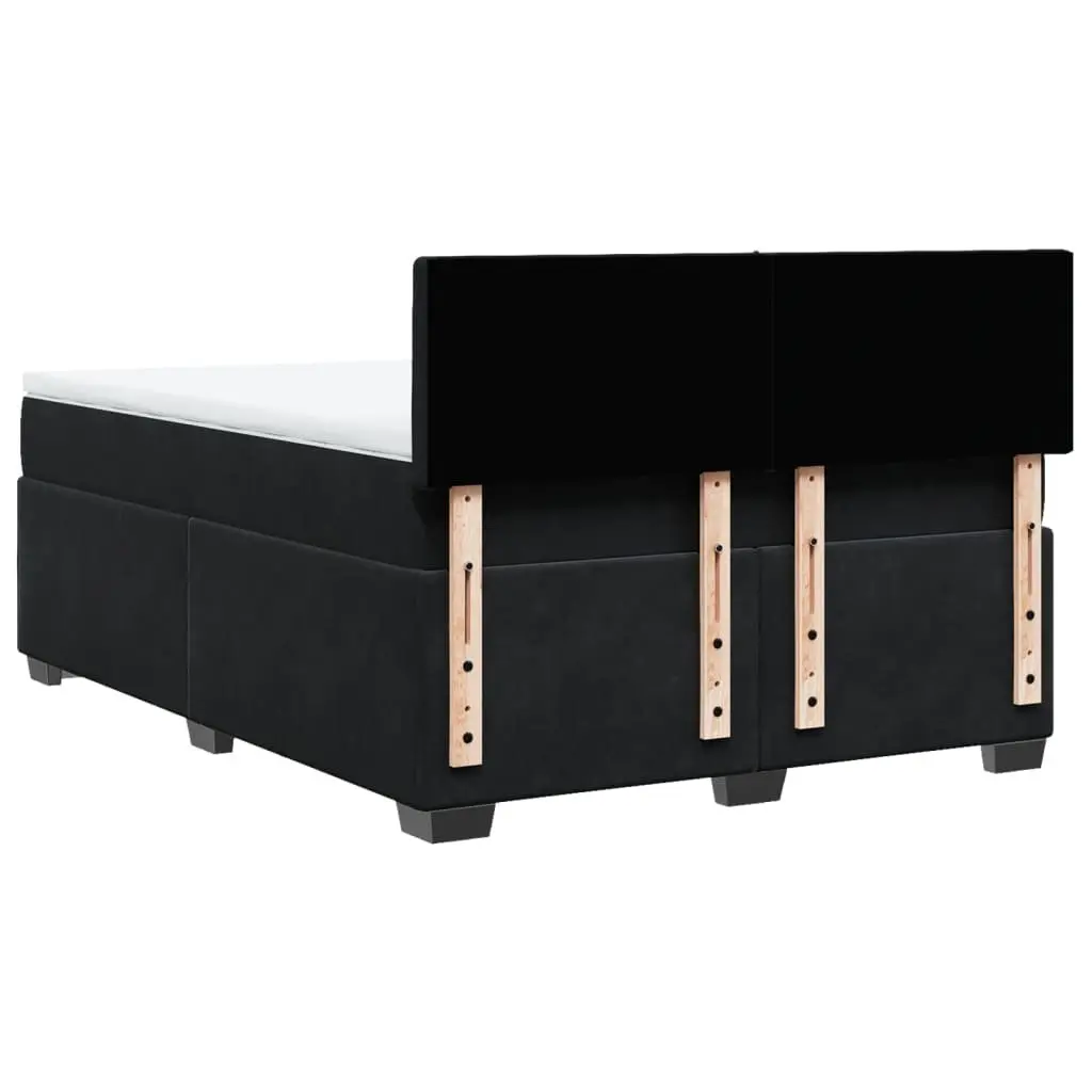 Queen Box Spring Bed Black Velvet Pocket Sprung Mattress with Adjustable LED Lights