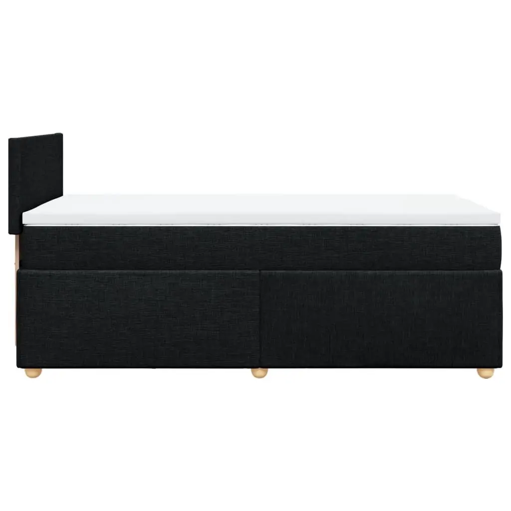 King Single Box Spring Bed with Pocket Mattress LED Lights Black Fabric