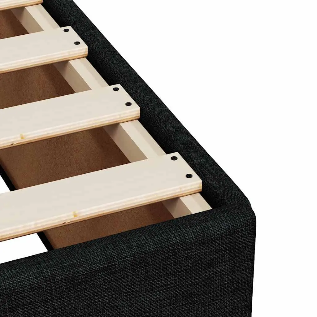 King Single Box Spring Bed with Pocket Mattress LED Lights Black Fabric