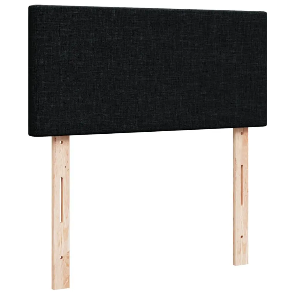 King Single Box Spring Bed with Pocket Mattress LED Lights Black Fabric
