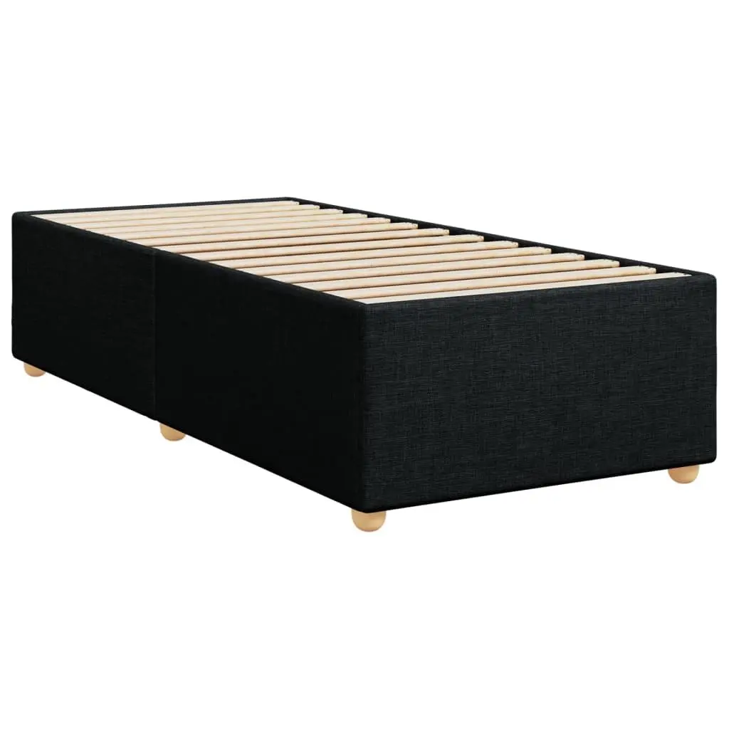 King Single Box Spring Bed with Pocket Mattress LED Lights Black Fabric