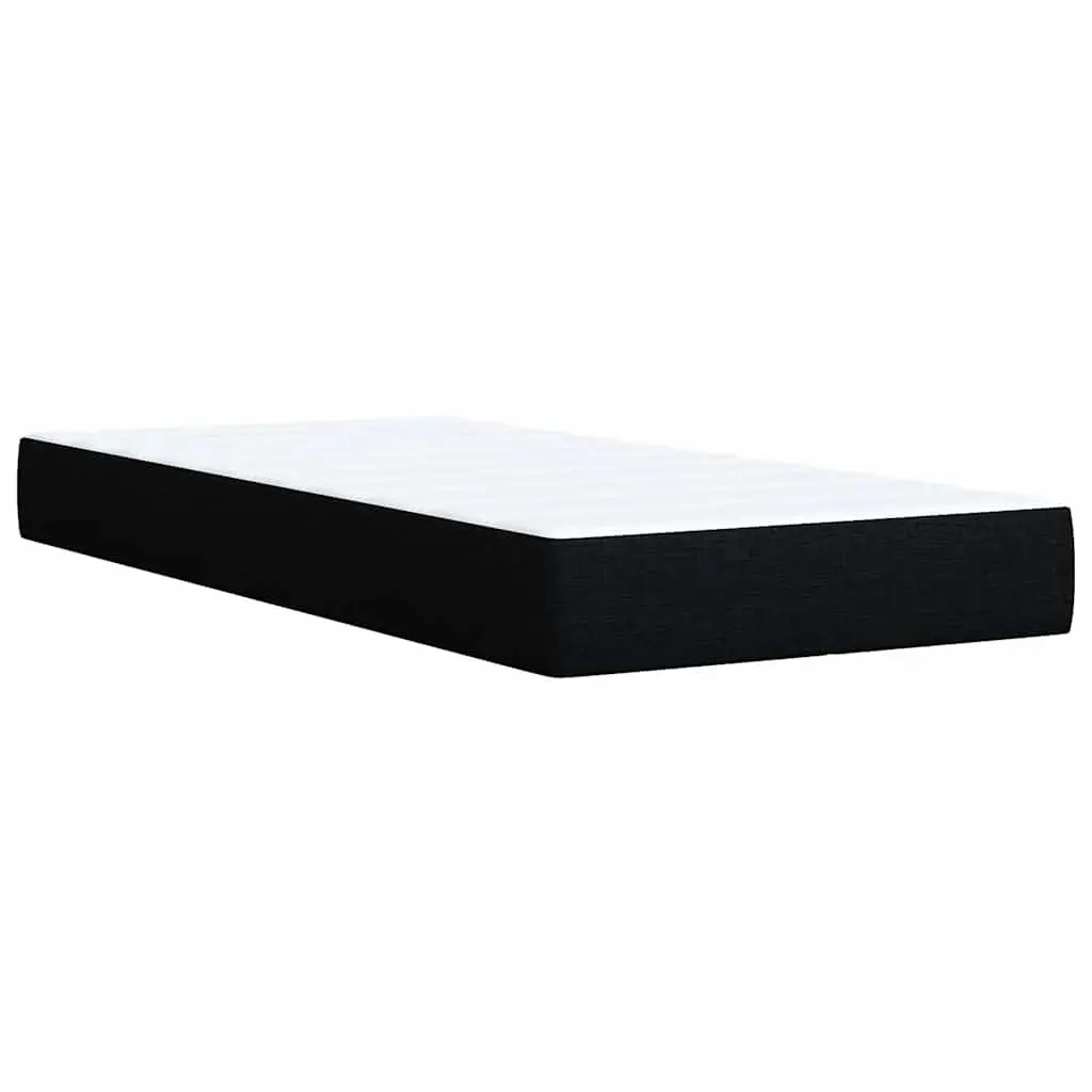 King Single Box Spring Bed with Pocket Mattress LED Lights Black Fabric