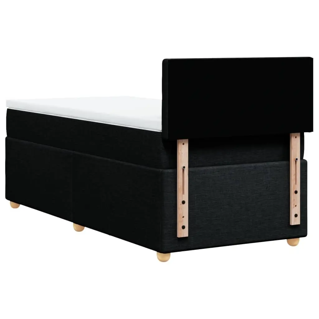 Box Spring Bed with Pocket Spring Mattress LED Lights Black King Single Fabric