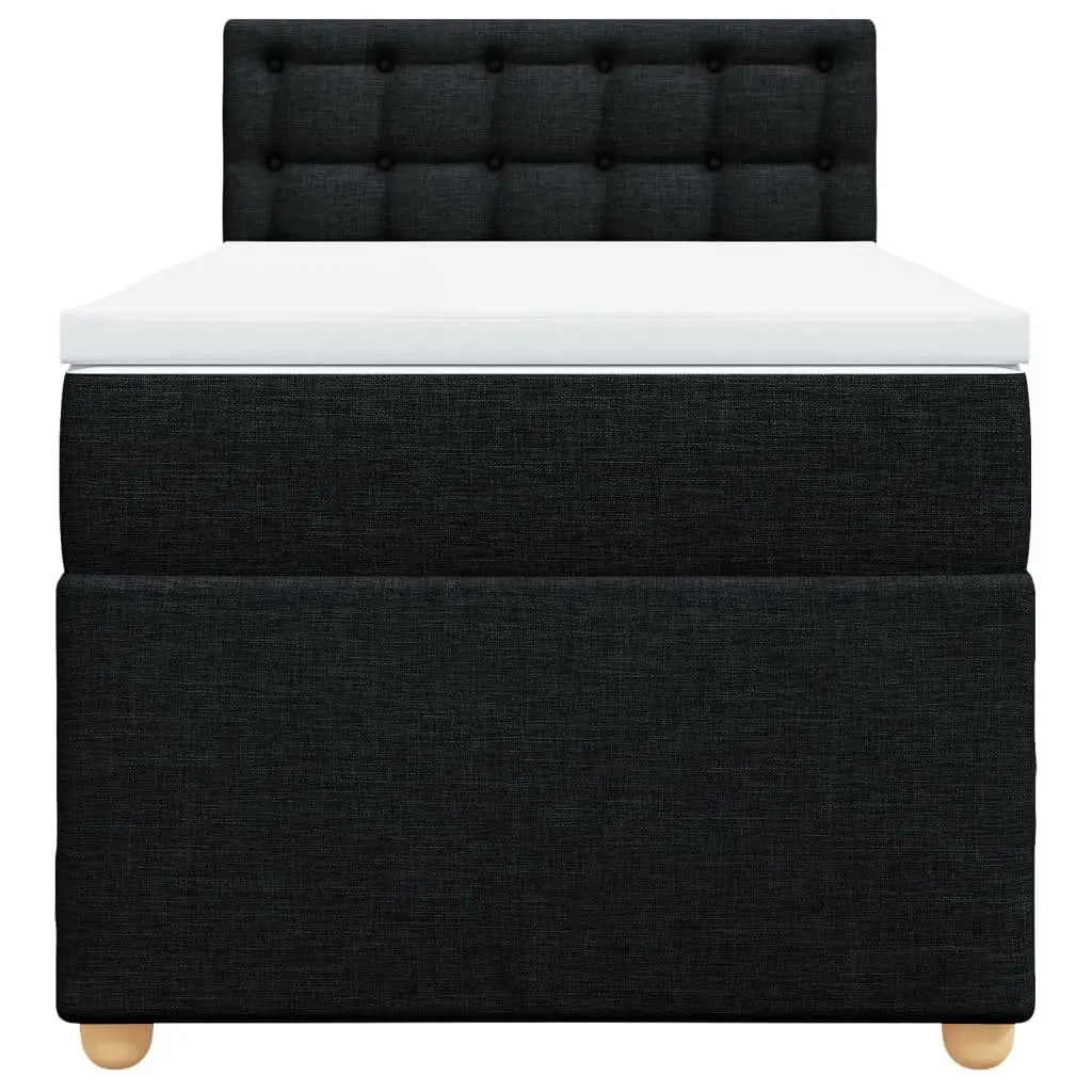 Box Spring Bed with Pocket Spring Mattress LED Lights Black King Single Fabric