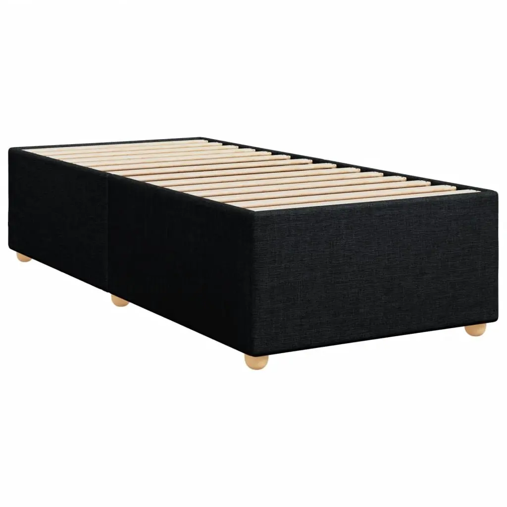 Box Spring Bed with Pocket Spring Mattress LED Lights Black King Single Fabric