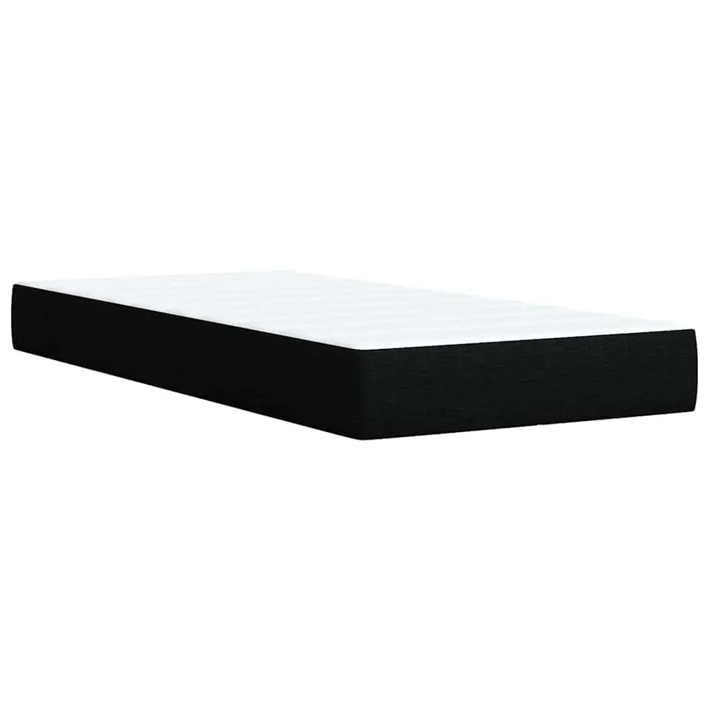 Box Spring Bed with Pocket Spring Mattress LED Lights Black King Single Fabric