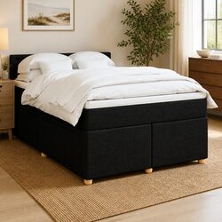 Double Box Spring Bed with LED Lights & Pocket Spring Mattress