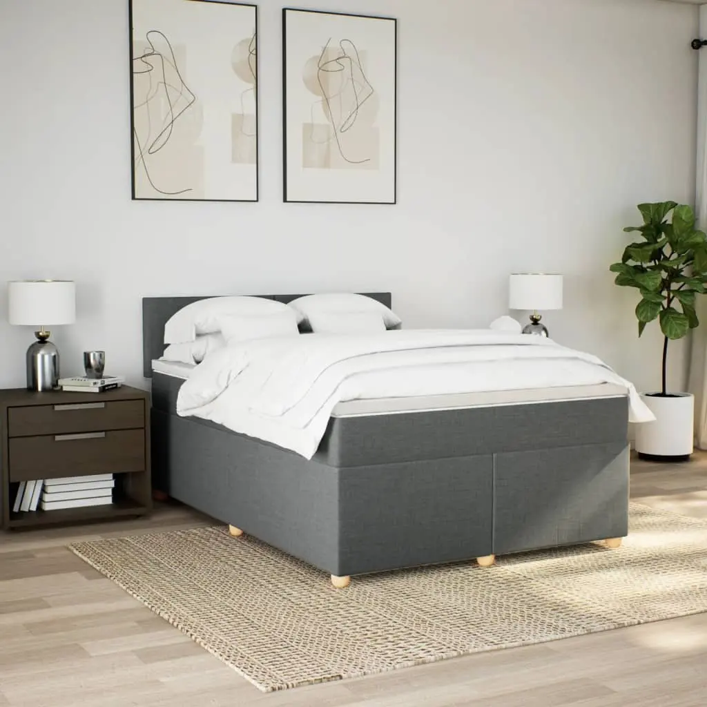 Queen Bed Grey Pocket Sprung Mattress LED Lights