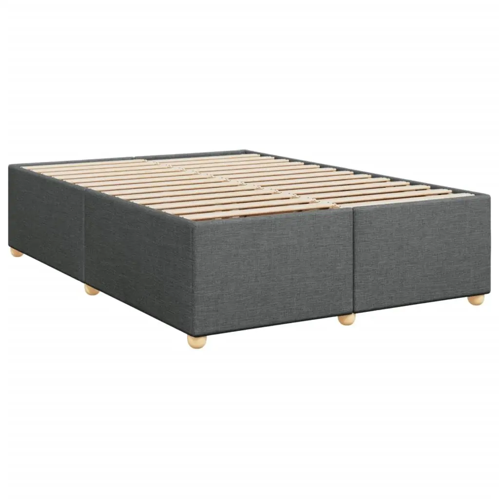 Queen Box Spring Bed Grey Fabric Pocket Mattress with LED Lights