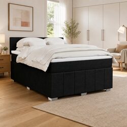 Double Box Spring Bed with Pocket Mattress & LED Lights