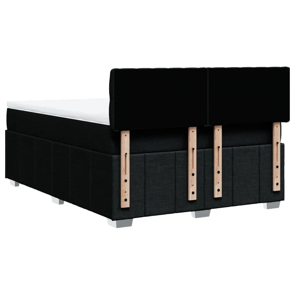 Double Box Spring Bed Black Pocket Mattress LED Lights