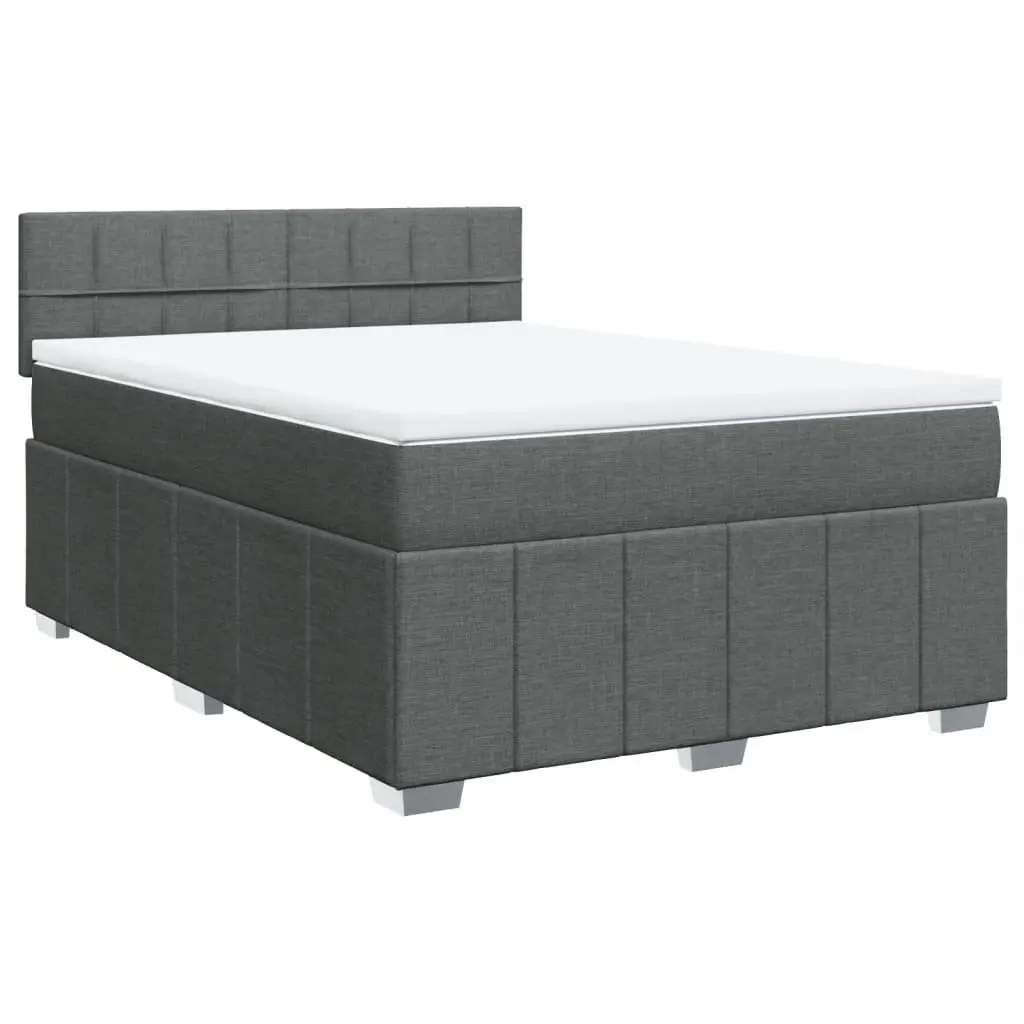 Queen Box Spring Bed Grey Pocket Spring Mattress with Adjustable LED Lights