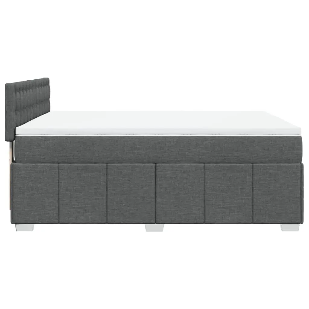 Box Spring Bed Grey with Pocket Spring Mattress and Adjustable LED Lights