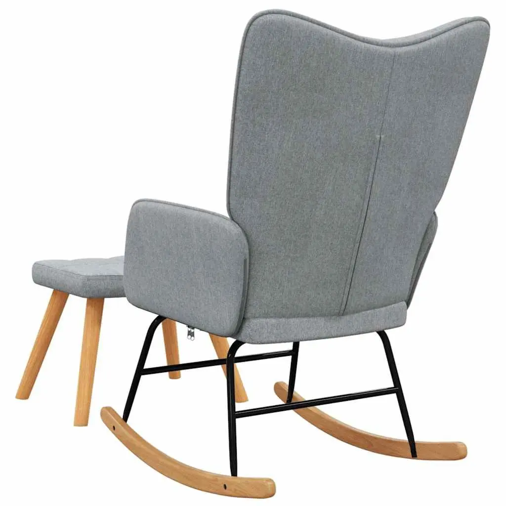 Rocking Chair Grey Fabric Padded Foam Seat with Matching Stool