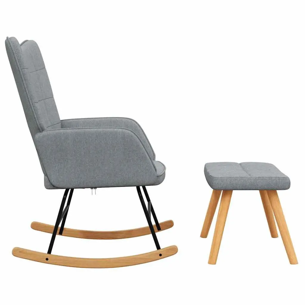 Rocking Chair Grey Fabric Padded Foam Seat with Matching Stool