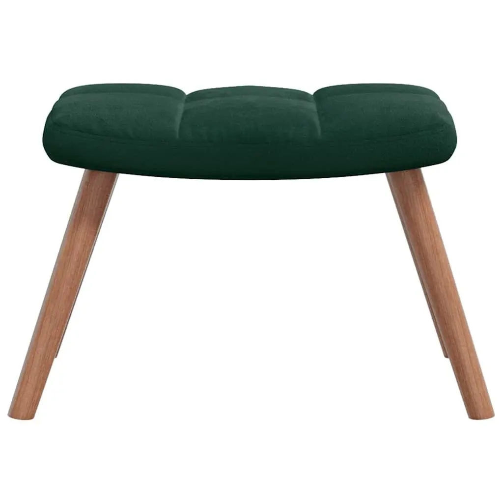 Armchair with Footstool Dark Green Velvet Relaxing Chair Padded Accent Seat
