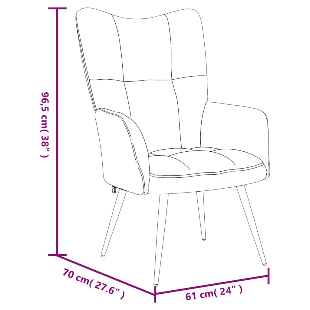 Armchair Black Velvet Relaxing Chair with Stool Block Detailing Thickly Padded Foam Steel Frame