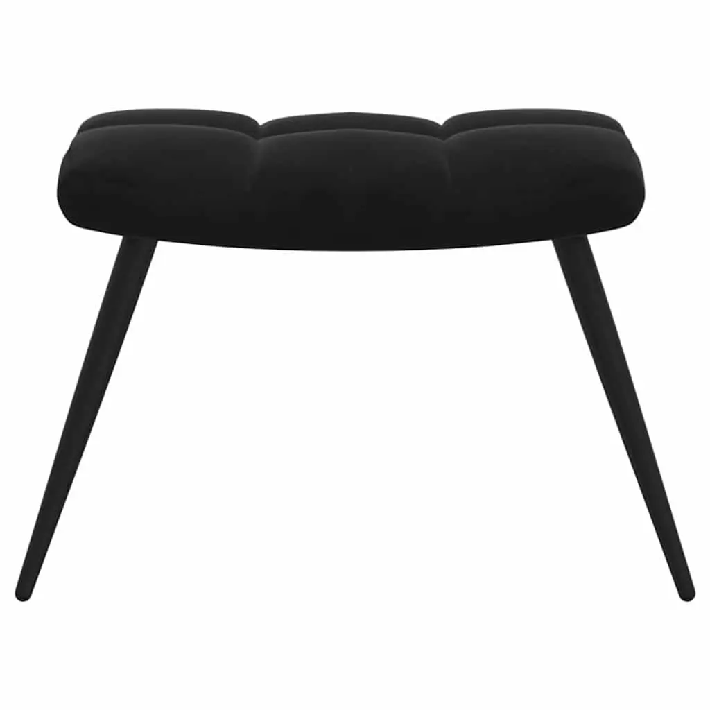 Armchair Black Velvet Relaxing Chair with Stool Block Detailing Thickly Padded Foam Steel Frame