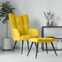 Armchair and Stool Set in Velvet - Modern Design