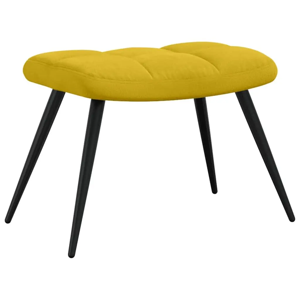 Mustard Yellow Velvet Armchair with Stool Relaxing Chair Lounge Accent Seat