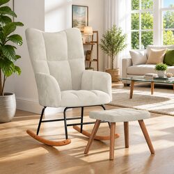 Stylish Cream Rocking Chair with Matching Footstool