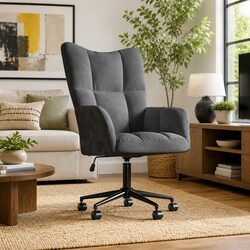 Concise Grey Velvet Relaxing Chair with Swivel Function