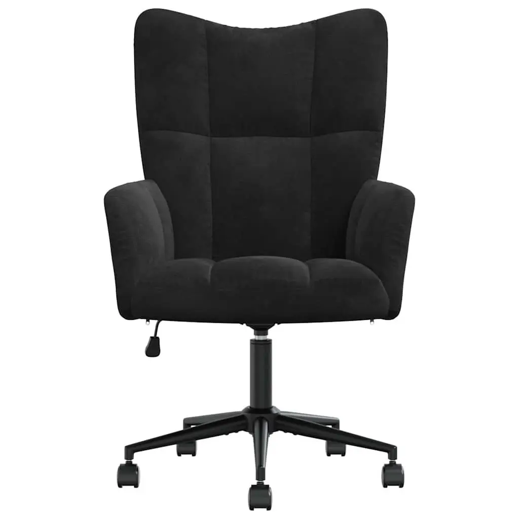 Adjustable Height Swivel Black Velvet Chair Padded Foam Armchair for Living Room or Office