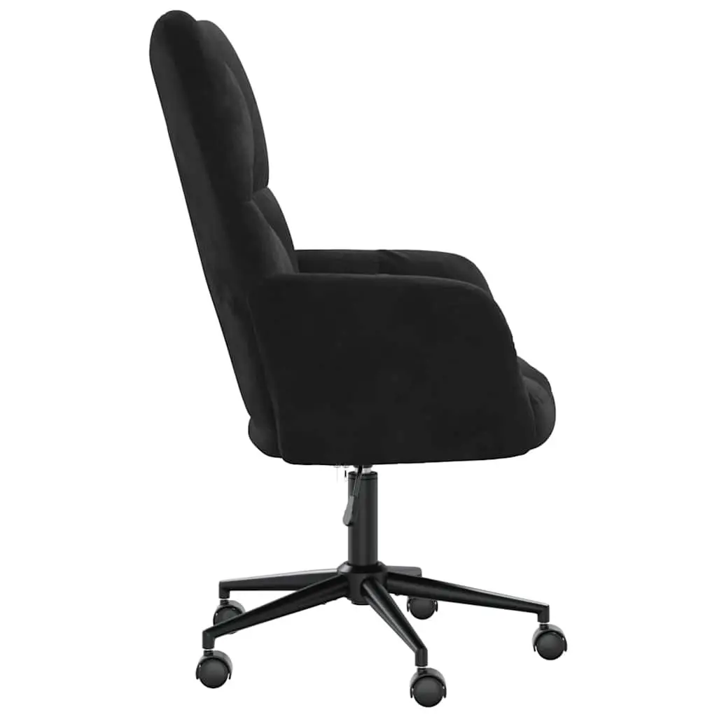 Adjustable Height Swivel Black Velvet Chair Padded Foam Armchair for Living Room or Office