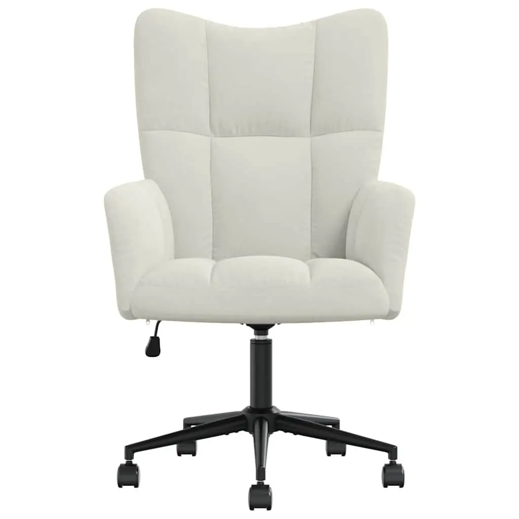 Swivel Chair Cream Velvet Height Adjustable Armchair with Gas Lift