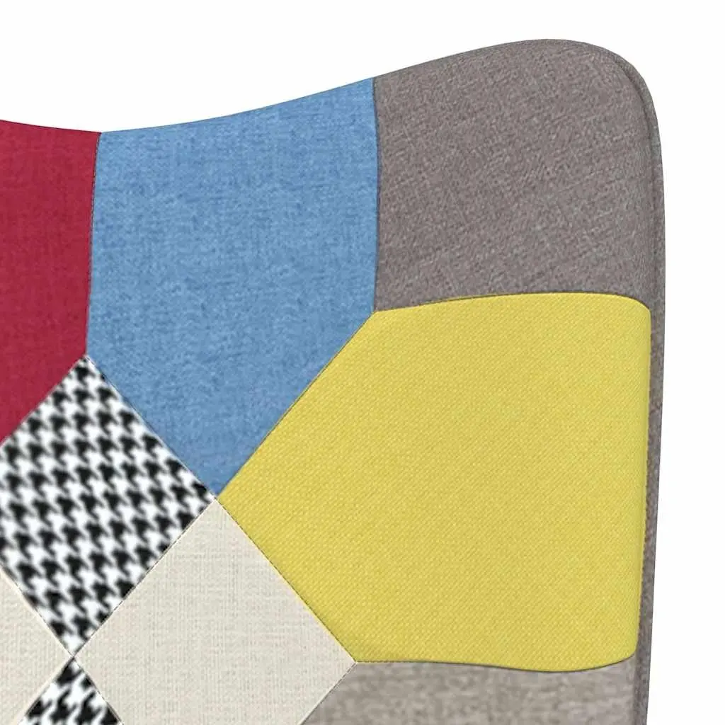 Rocking Chair Multicolour Patchwork Fabric with Stool Soft Upholstered Foam Living Room Relax Seat