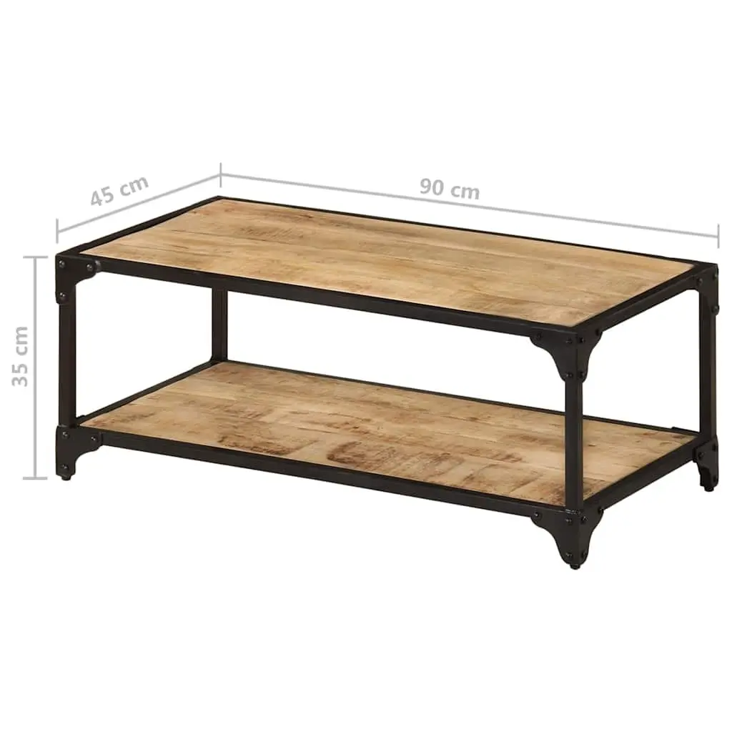 Coffee Table Brown 90x45x35cm Solid Mango Wood Vintage Style with Lower Shelf