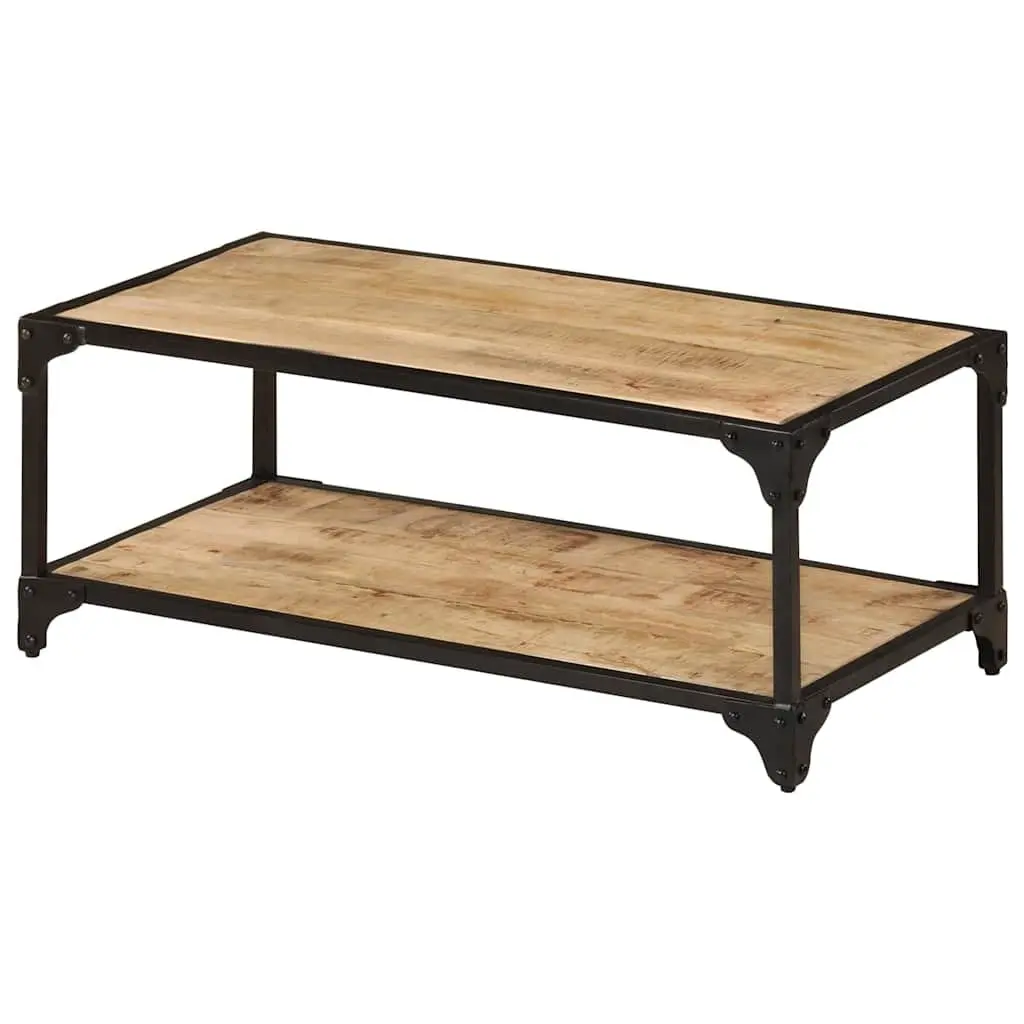 Coffee Table Brown 90x45x35cm Solid Mango Wood Vintage Style with Lower Shelf