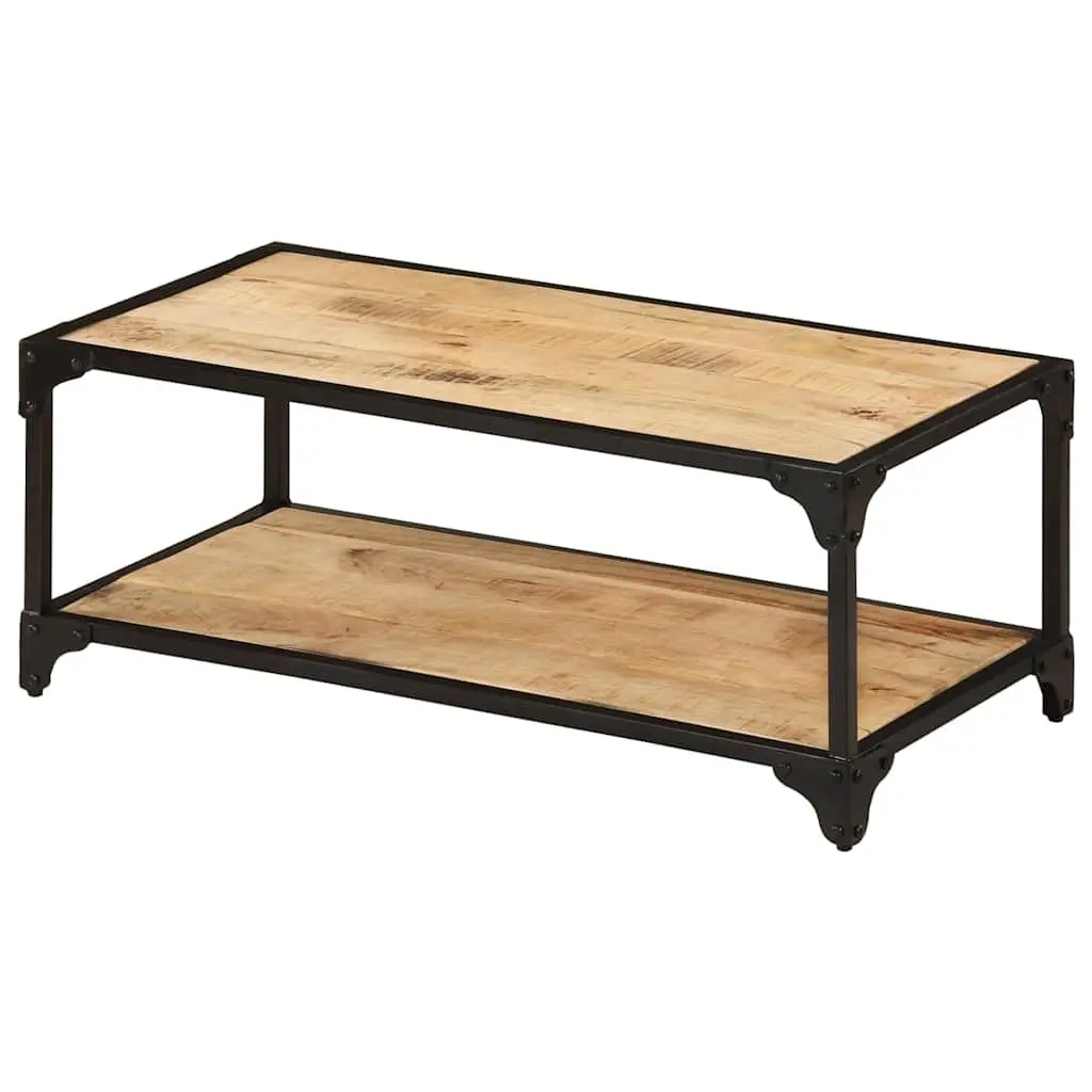 Coffee Table Brown 90x45x35cm Solid Mango Wood Vintage Style with Lower Shelf