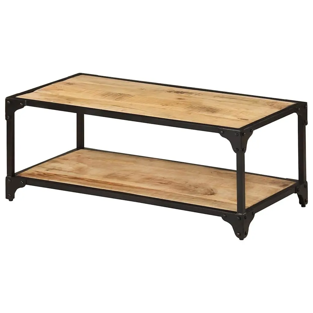 Coffee Table Brown 90x45x35cm Solid Mango Wood Vintage Style with Lower Shelf