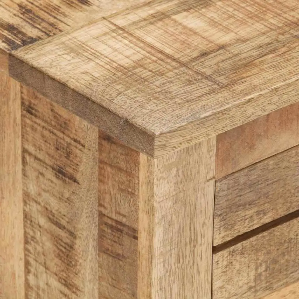TV Cabinet Brown 110x30x40 cm Rough Mango Wood Rustic Sideboard with Drawers Compartments
