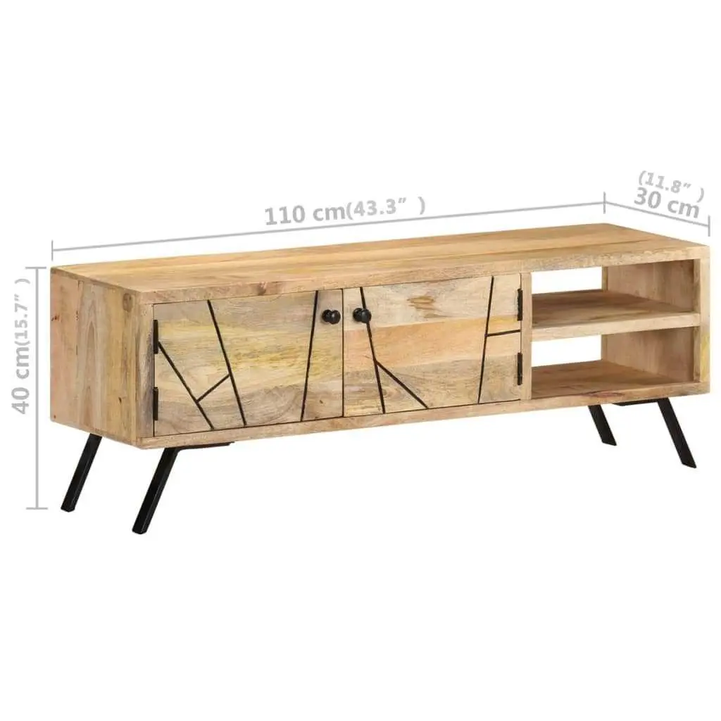 TV Cabinet 110x30x40 cm Solid Wood Beige Finish